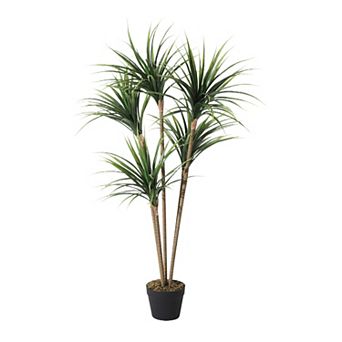 Artificial Dracaena Marginata Tree with Black Pot, Tall Fake Dracaena Plant for Indoor Outdoor