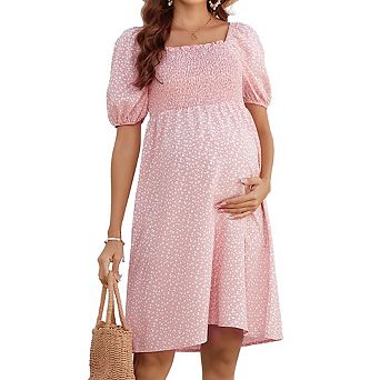Maternity Dress Square Casual Neck Short Pregnancy Mini Dress Daily Outdoor Indoor Wear