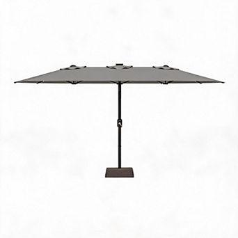 15FT Large Double-Sided Outdoor Patio Umbrella, Solar LED Lighting with Weighted Base