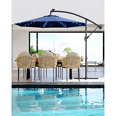 10FT Solar LED Offset Cantilever Patio Umbrella