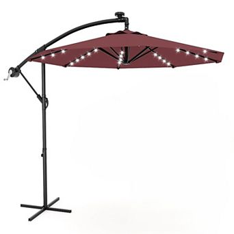 10FT Solar LED Offset Cantilever Patio Umbrella