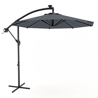 10FT Solar LED Offset Cantilever Patio Umbrella