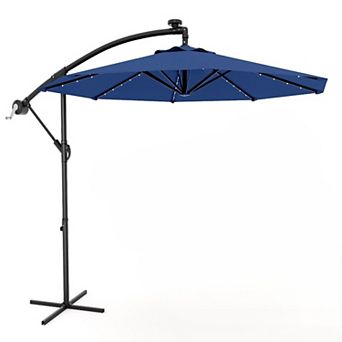 10FT Solar LED Offset Cantilever Patio Umbrella