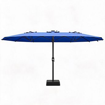 15FT Large Outdoor Patio Umbrella with base, Double-Sided Crank Lift with Tilt Function