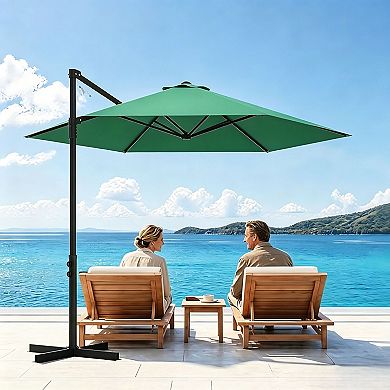 9x9ft Cantilever Patio Umbrella without base,dark green