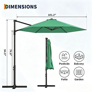 9x9ft Cantilever Patio Umbrella without base,dark green