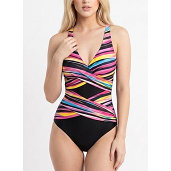 Eye-Catching Striped One Piece Swimsuit Bathing Suit for Summer