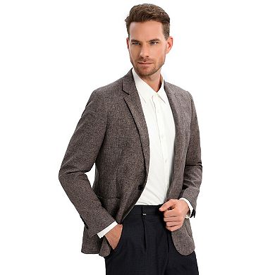 Men's V Neck Long Sleeve One Button Blazer Suit Jacket Coat