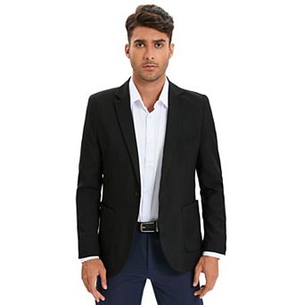 Men's V Neck Long Sleeve One Button Blazer Suit Jacket Coat