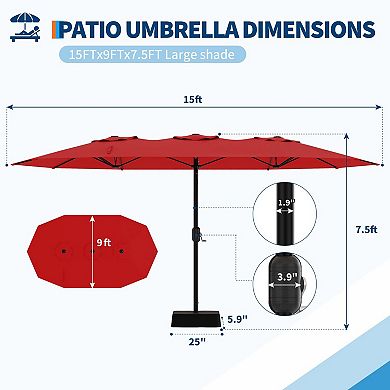 15FT Large Patio Umbrella with Base Included