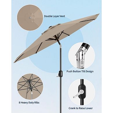 10 ft Outdoor Table Umbrella with Crank Lift and Push Button Tilt Without base