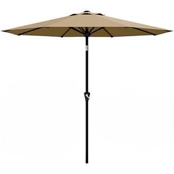 8 Sturdy Ribs Outdoor Table Umbrella with Smooth Crank Lift and Push Button Tilt,10 ft without base