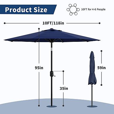 10FT Patio Umbrella with Crank Lift and Push Button Tilt,without base