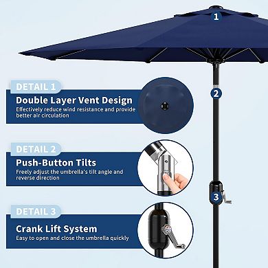 10FT Patio Umbrella with Crank Lift and Push Button Tilt,without base