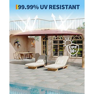 13FT Double-Sided Rectangular Patio Umbrella with NO Base
