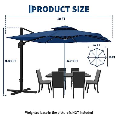 10x10 ft Square Outdoor Umbrella without base