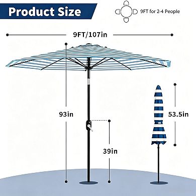 Heavy Duty 9FT Outdoor Patio Umbrella without base
