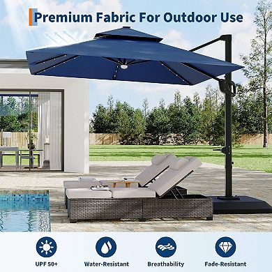 10x10FT Solar LED Cantilever Patio Umbrella