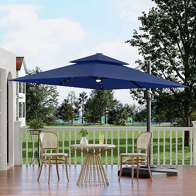10x10FT Solar LED Cantilever Patio Umbrella