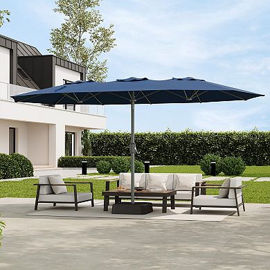 9 x 15 ft Large Outdoor Umbrella with Cross Base