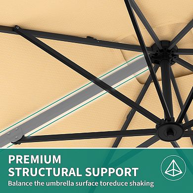 10FT Heavy Duty Cantilever Patio Umbrella with Base,Without Light