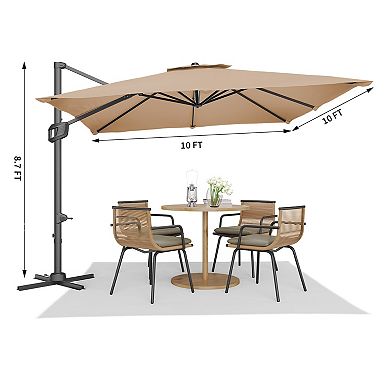 10FT Heavy Duty Cantilever Patio Umbrella with Base,Without Light