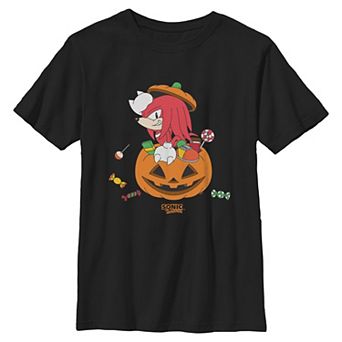 Boys 6-20 Sonic The Hedgehog Knuckles Pumpkin Surprise Halloween Graphic Tee