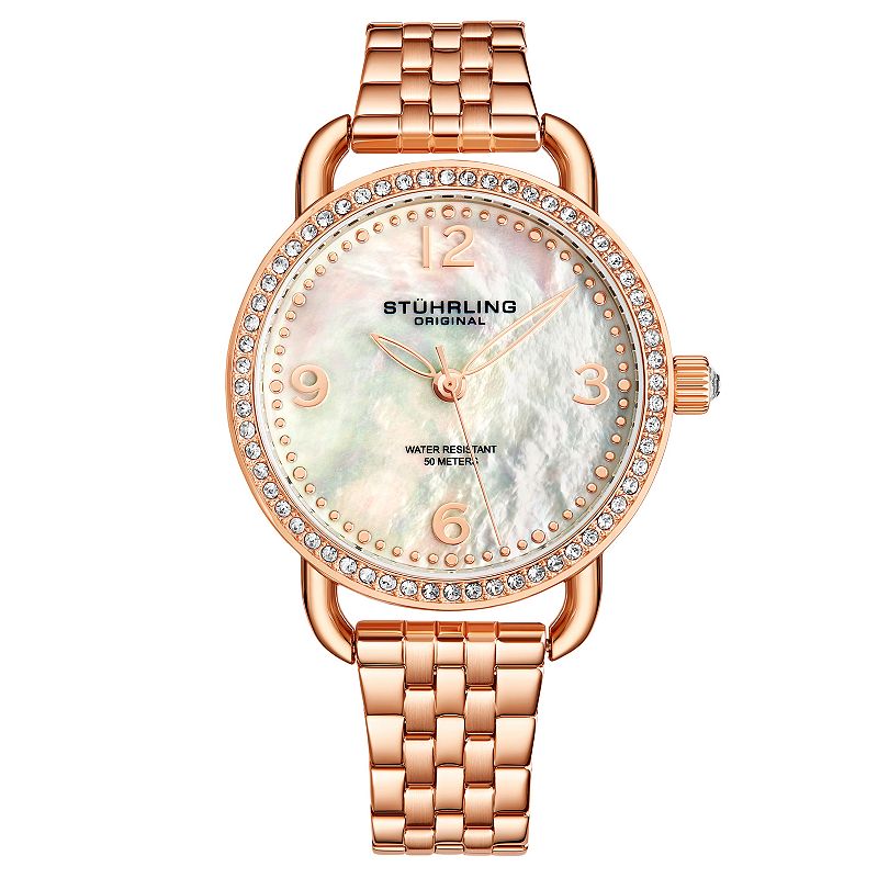 Stuhrling Pearl Symphony Women's 38mm Quartz Fashion Watch - 3955, White Rose Tone