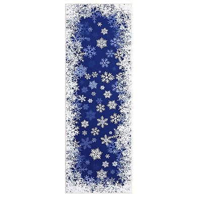 lxt-Christmas Snowflake Rug Washable Rug with Non Slip TPR Backing