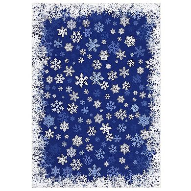 lxt-Christmas Snowflake Rug Washable Rug with Non Slip TPR Backing