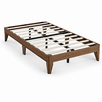Wood Platform Bedframe w/Wooden Slats, 7.5 in Underbed Space,No Box Spring Needed,Noise-Free Design