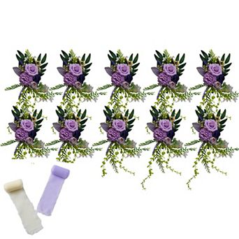 10 pc Wedding Aisle Chair Floral Arrangement Set with Ribbons for Wedding Ceremonies