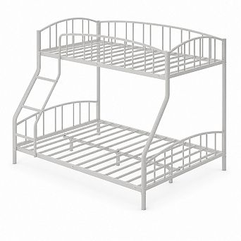 Heavy Duty Twin Over Full Metal Bunk Bed, Space-Saving Steel Frame, Arched Guardrail, Sturdy Slats