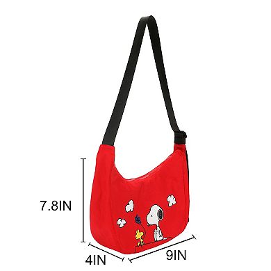 Peanuts Snoopy & Woodstock Crescent Crossbody Handbag