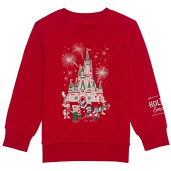 Kids 4-8 Disney Holiday Ever After Mickey & Friends Castle Fleece Graphic Pullover
