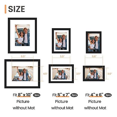 19 Pack Picture Frames Set 8x10 5x7 4x6 Wall Gallery Family Photo Frame Mounting Tabletop Display