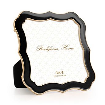 Enamel Picture Frame Zinc Alloy Metal Edge HD Tempered Glass Tabletop Wall Mount Vertical Display