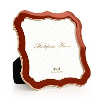 Enamel Picture Frame Zinc Alloy Metal Edge HD Tempered Glass Tabletop Wall Mount Vertical Display