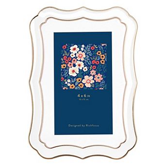 Enamel Picture Frame Zinc Alloy Metal Edge HD Tempered Glass Tabletop Wall Mount Vertical Display