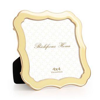 Enamel Picture Frame Zinc Alloy Metal Edge HD Tempered Glass Tabletop Wall Mount Vertical Display