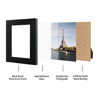 Picture Frame Set of 4 MDF with Real Glass for Tabletop and Wall Display