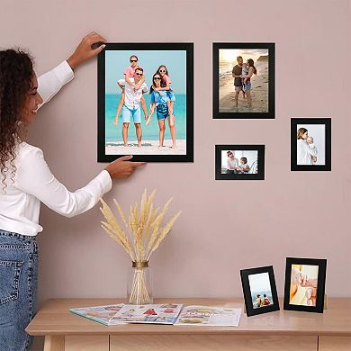 Picture Frame Set of 4 MDF with Real Glass for Tabletop and Wall Display