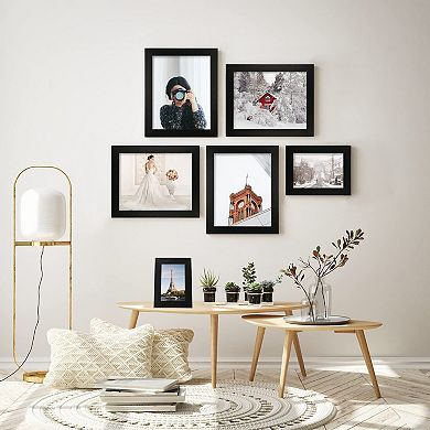 Picture Frame Set of 4 MDF with Real Glass for Tabletop and Wall Display