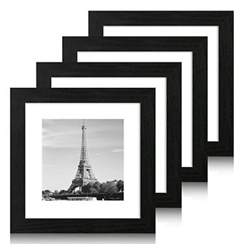 Picture Frame Set of 4 MDF with Real Glass for Tabletop and Wall Display