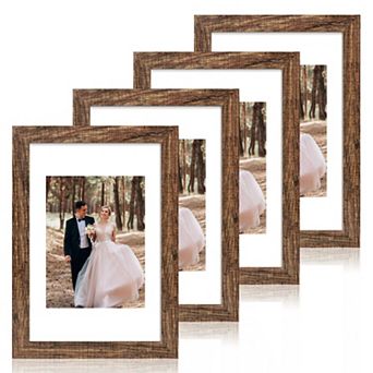 Picture Frame Set of 4 MDF with Real Glass for Tabletop and Wall Display
