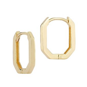LUMINOR GOLD 14k Gold Mini Octagon Shaped Huggie Hoop Earrings