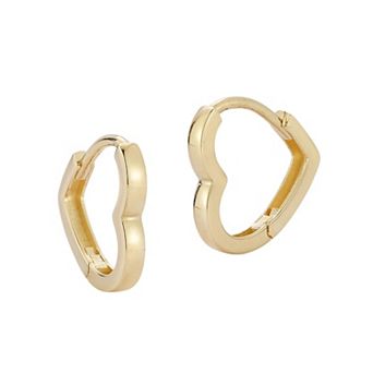 LUMINOR GOLD 14k Gold Heart Shaped Huggie Earrings