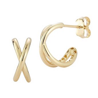 LUMINOR GOLD 14k Gold Post X Hoop Earrings