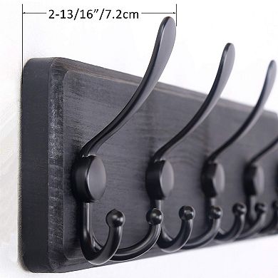 Coat Rack Wall Mount 38 9/16" Long 10 Tri Hooks 16" Stud Spacing Solid Wood 30 Hooks Entryway