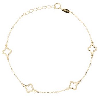 LUMINOR GOLD 14k Gold Open Clover Station Bracelet
